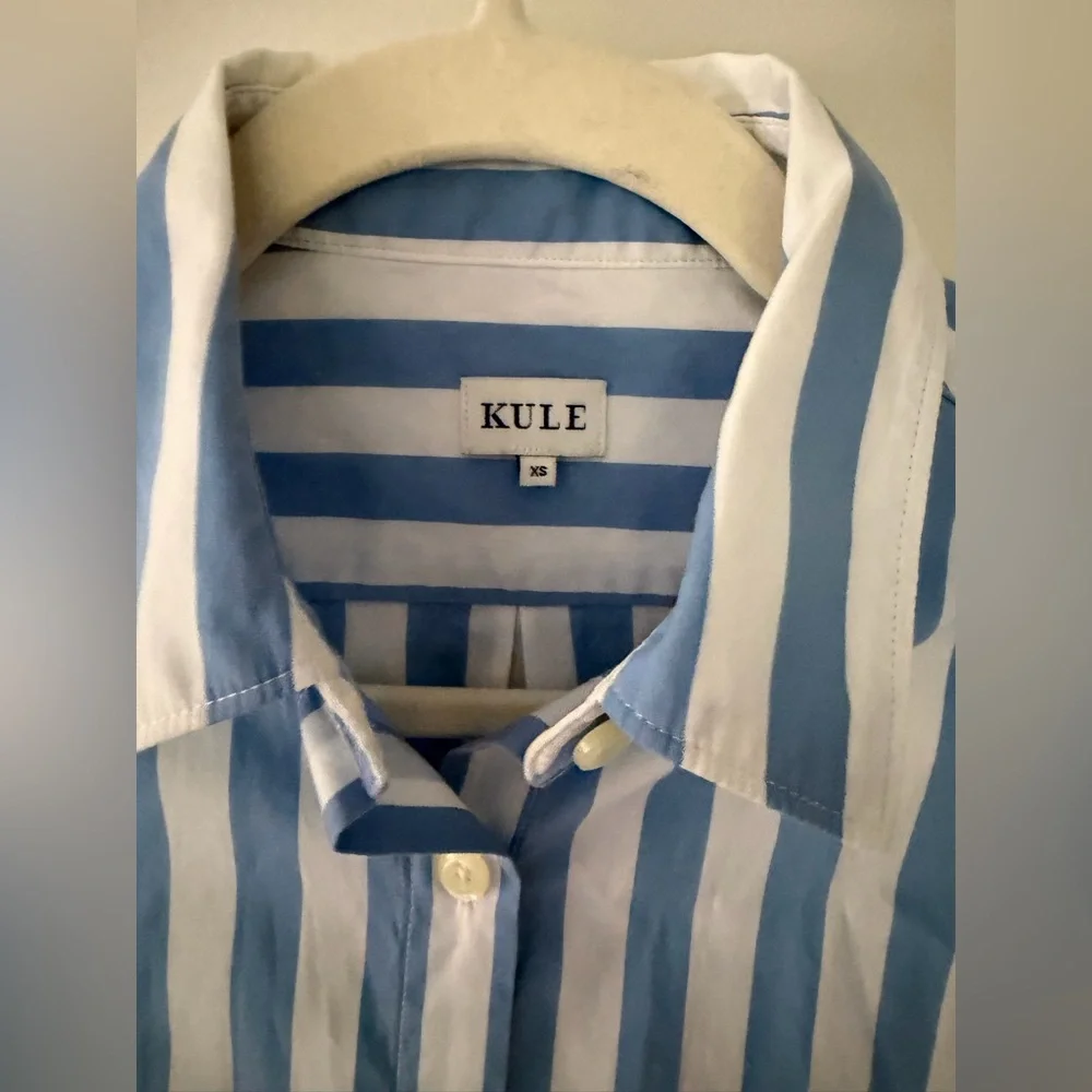 KULE The Hutton Shirt White & Blue Striped Button Down Long Sleeve Cotton, XS - Picture 4 of 11